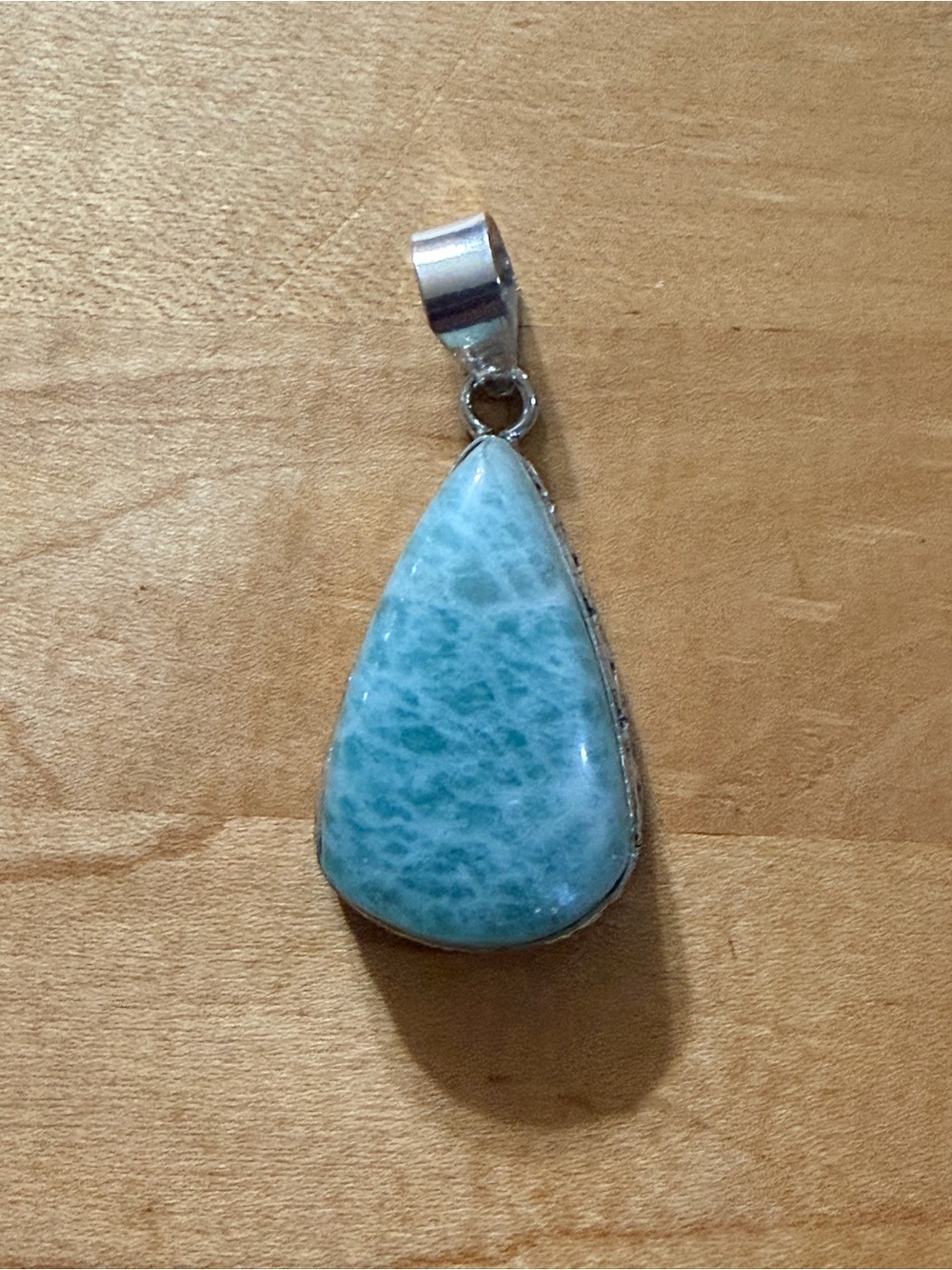 Larimar Teardrop Pendant Necklace - 925 Stamped